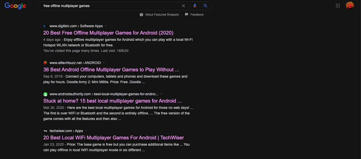 Dark Mode in Google Search Results on Chrome 5 Dark Mode in Search results