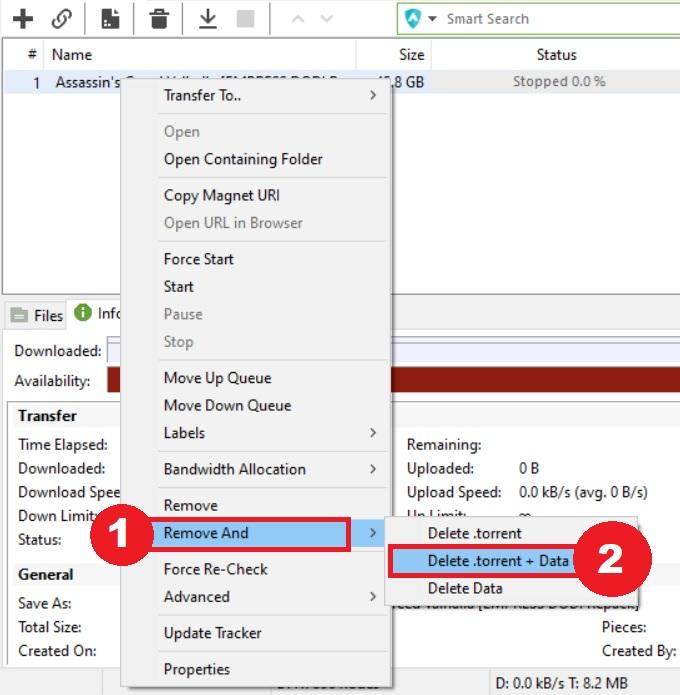 How to Fix the µTorrent 'System Cannot Find the Path Specified'? 7 Delete the torrent file + data