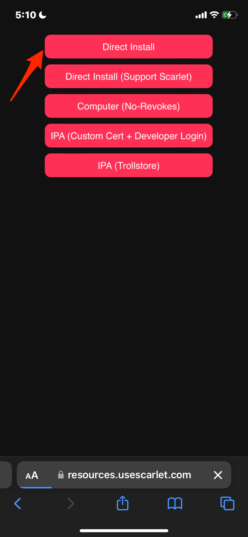 How to Install YouTube Vanced on iPhone without Jailbreak? 4 Direct_Install_Scarlet