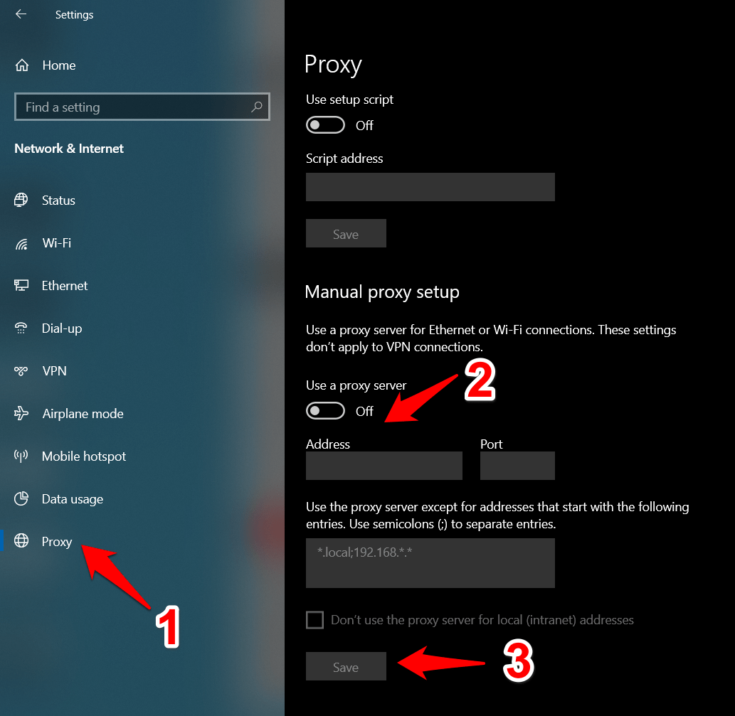 Disable Proxy Server