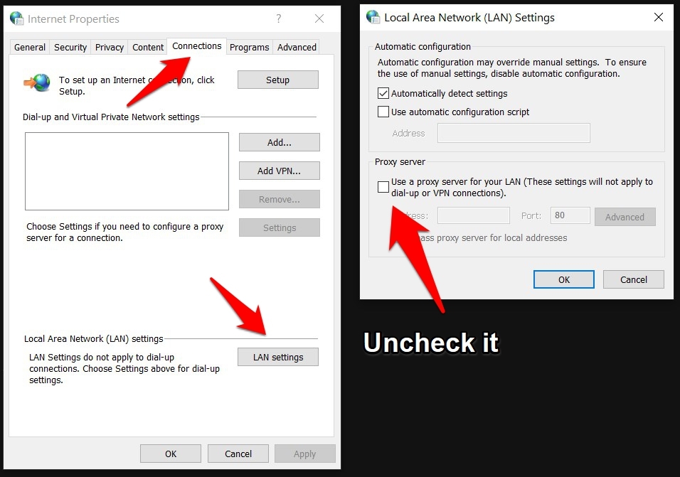 How to Fix 'This Video File Cannot be Played' Error Code: 232011 for Windows? 4 Disable Proxy:VPN