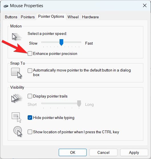 How to Improve the Gaming Experience on Windows 11 24 Disable the checkbox for Enhanced Pointer Precision
