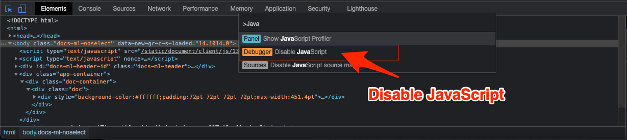 How to Save Google Docs with Export Options Disabled? 23 Disable_JS_in_Console