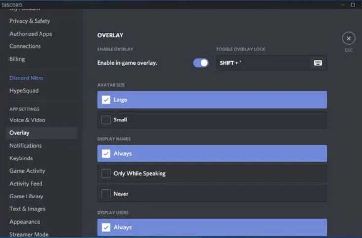 Turn off Discord Overlay