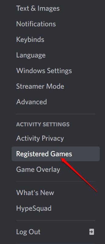 Discord registered games