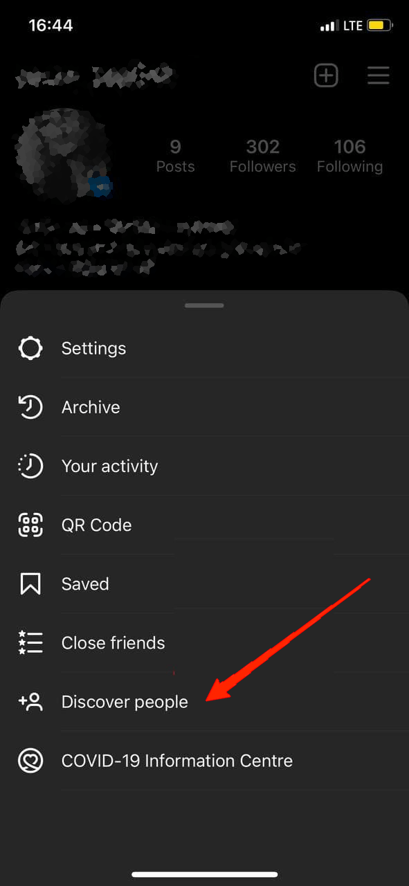 How to Find an Instagram Account Using Phone Number 5 Tap on the Menu icon and select Discover People.