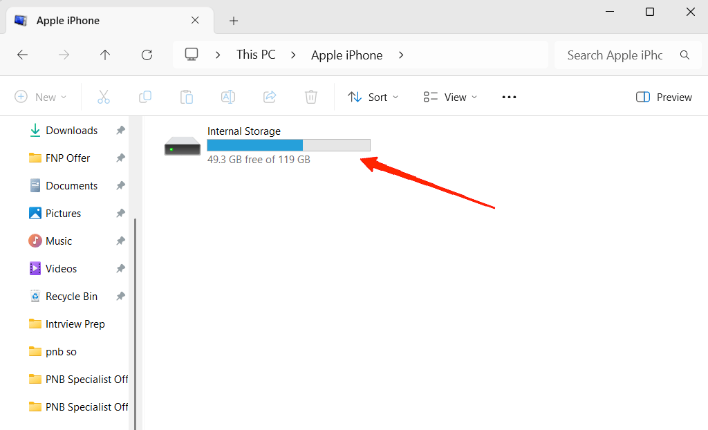 How to Transfer Local iPhone Photos and Videos to Windows PC? 11 Double-click your iPhone and navigate to Internal Storage.
