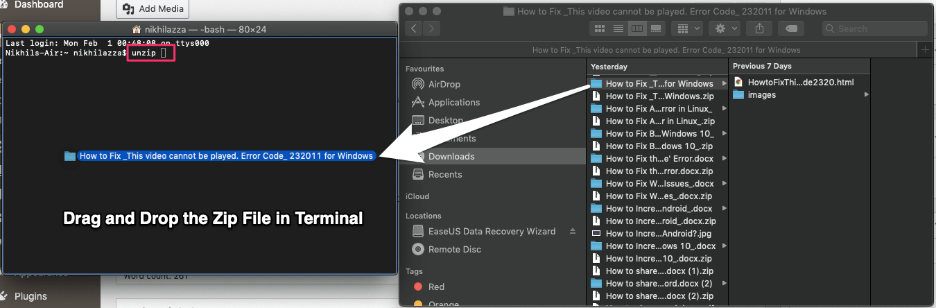 How to Fix Unable to Expand Zip on Mac? 5 Drag and Drop the Zip File in Terminal