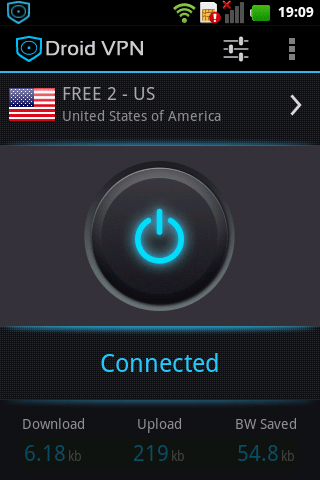 How to Access Free 2G and 3G internet on your Android smartphone in India ? 2 DroidVPN Homescreen