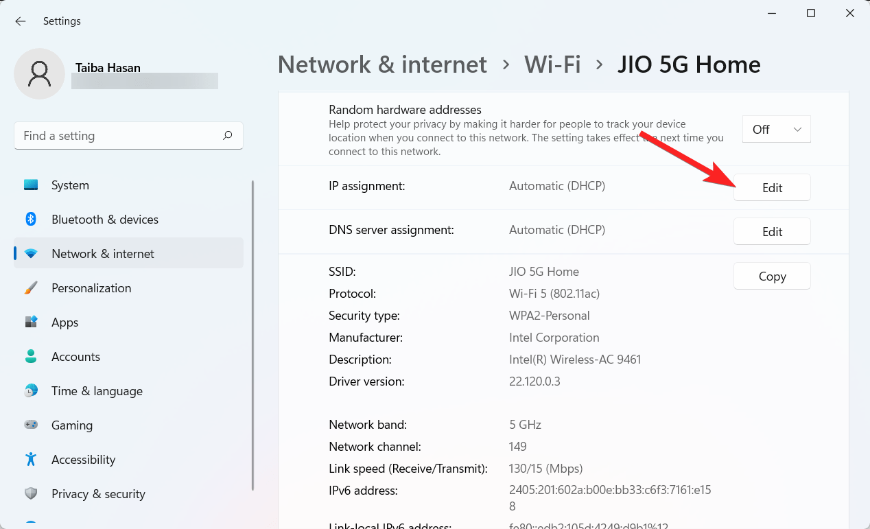 How to Set a Static IP Address on Windows 11? 10 Edit IP assignment details