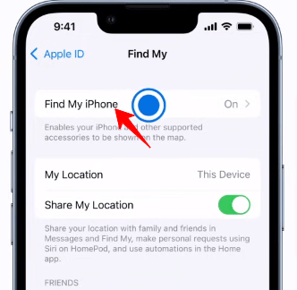 Enable Find My iPhone