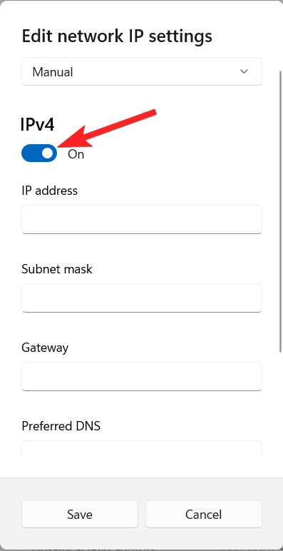 How to Set a Static IP Address on Windows 11? 12 Enable IPv4 toggle