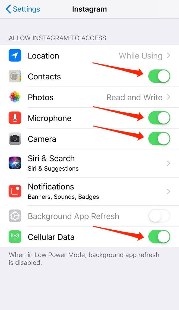 How to Fix Instagram Not Working on iPhone? 3 Enable Permissions