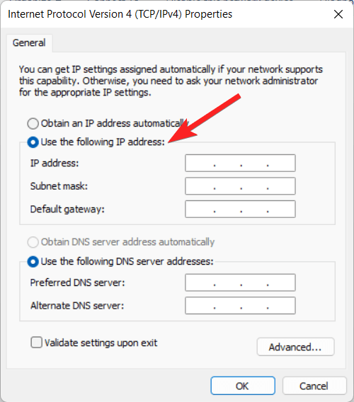 How to Set a Static IP Address on Windows 11? 23 Enable use the following IP address option