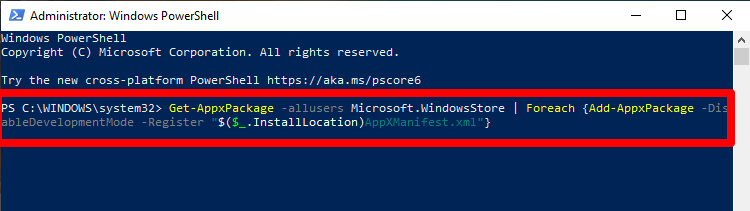 Fix Windows Store Missing in Windows 10 13 Enter Command