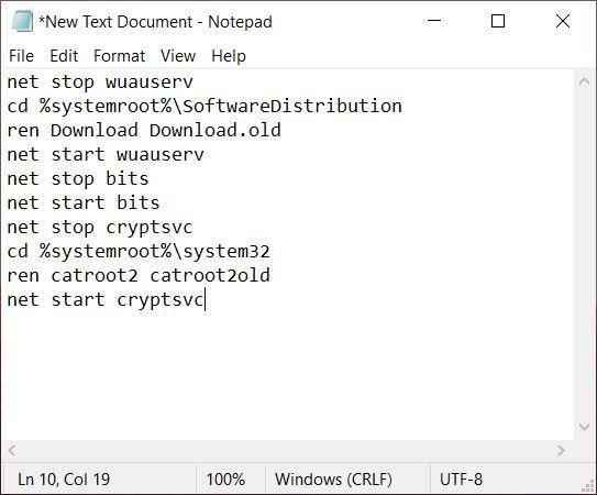 Fix Windows Update Error 0x800b0109 15 Enter commands in Text Doc