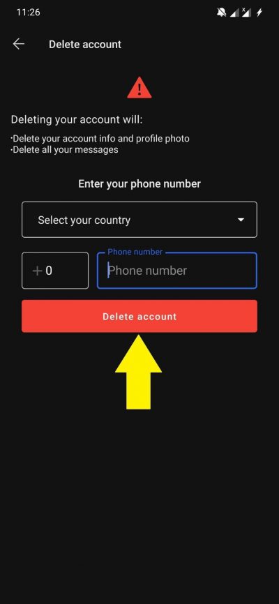 How to Permanently Delete Signal Account? 4 Enter the Registered Number