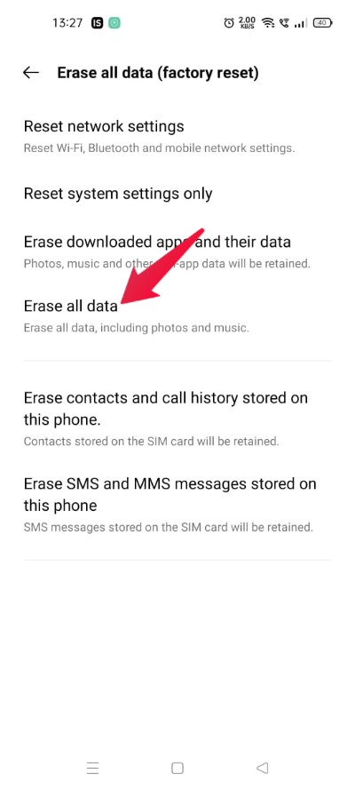 How to Fix Realme Camera Not Opening Issue? 16 Erase all Data