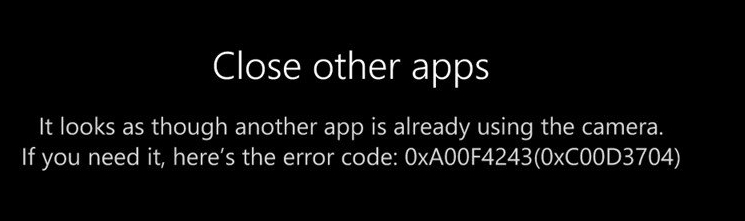 Fix Windows Camera Error Code 0xa00f4243 (0xc00d3704) 2 Error Code 0xa00f4243