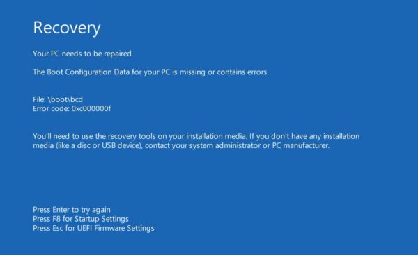 Error Code 0xc00000f Fix