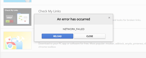 Error Occurred 'Network Failed'