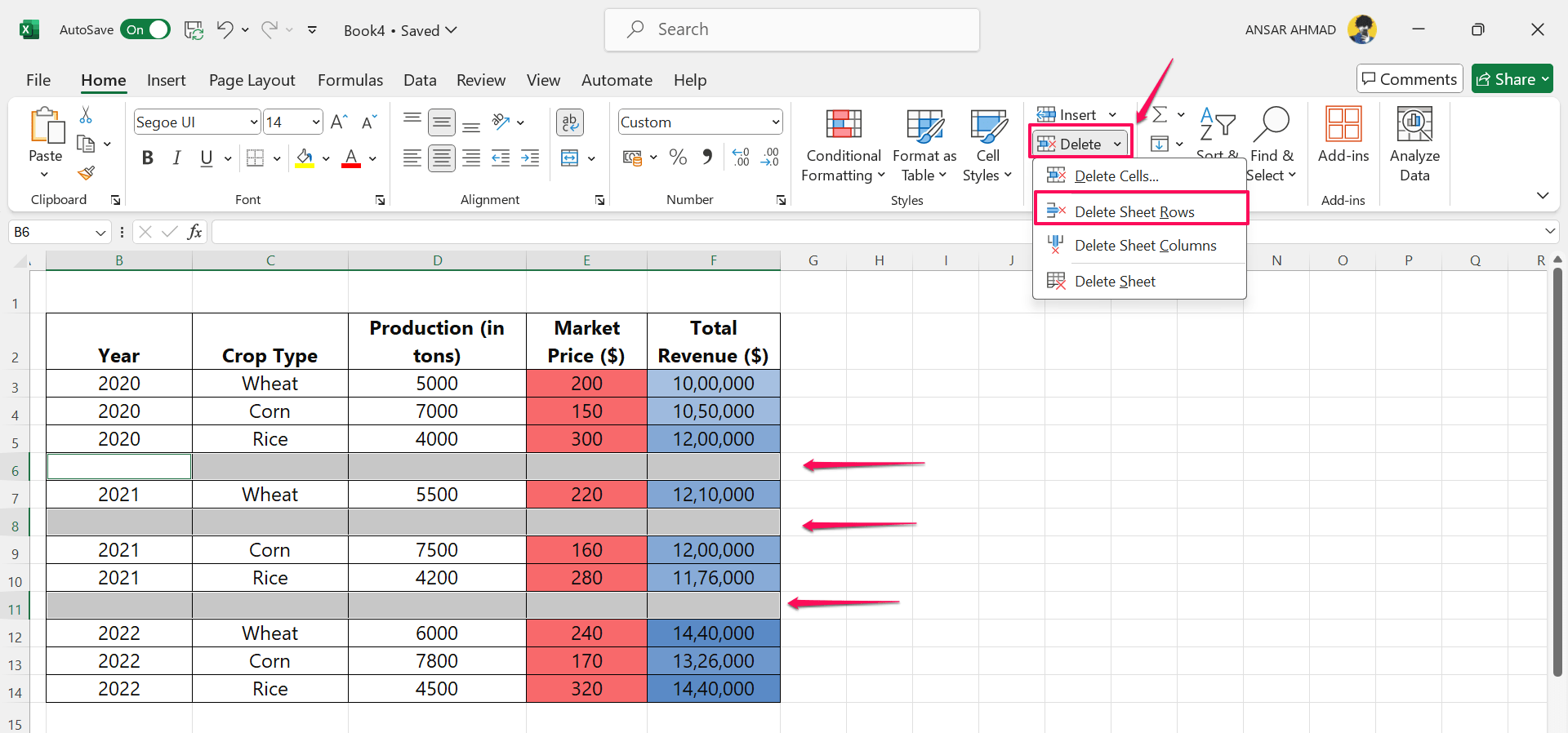 How to Remove Blank Rows in Excel 5 Click on the Delete Selected Rows to remove the empty rows