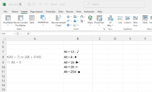 How to Insert Bullet Points in Microsoft Excel 7 Fancy bullets keyboard shortcuts