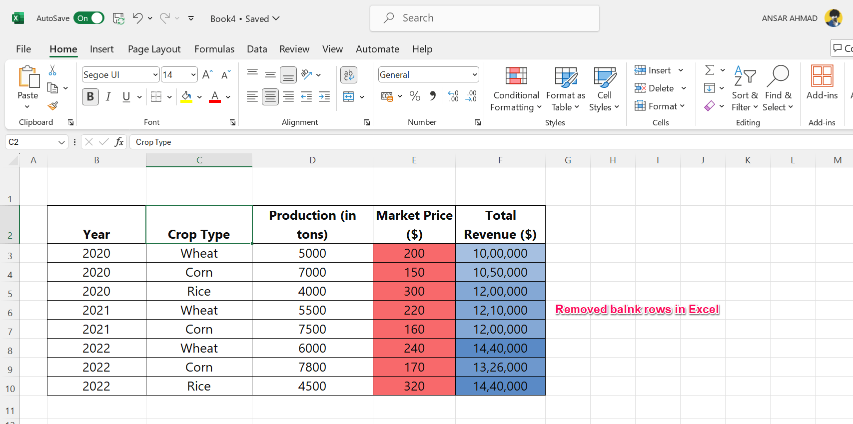 How to Remove Blank Rows in Excel 8 Removed empty rows in Excel