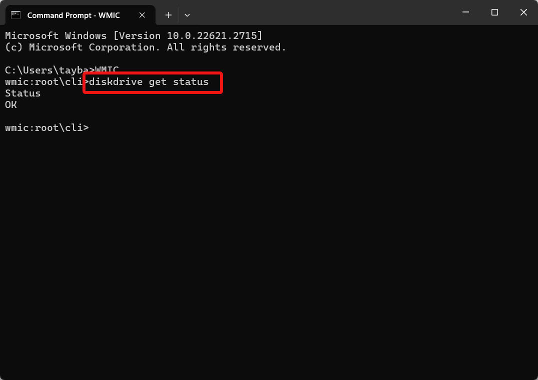 How to Check Hard Drive Health on Windows 11 6 Execute disk drive get status command