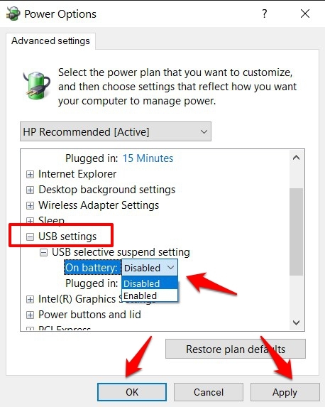 Expand the USB Drivers section and double click on USB selective suspend settings