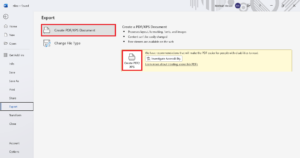 Click on Create PDF/XPS Document