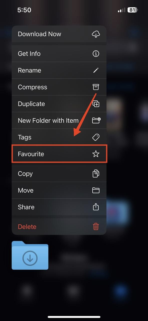 Favourite the Download folder