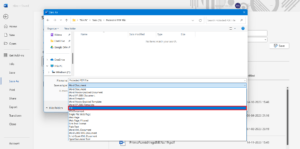 Choose pdf from the drop-down menu