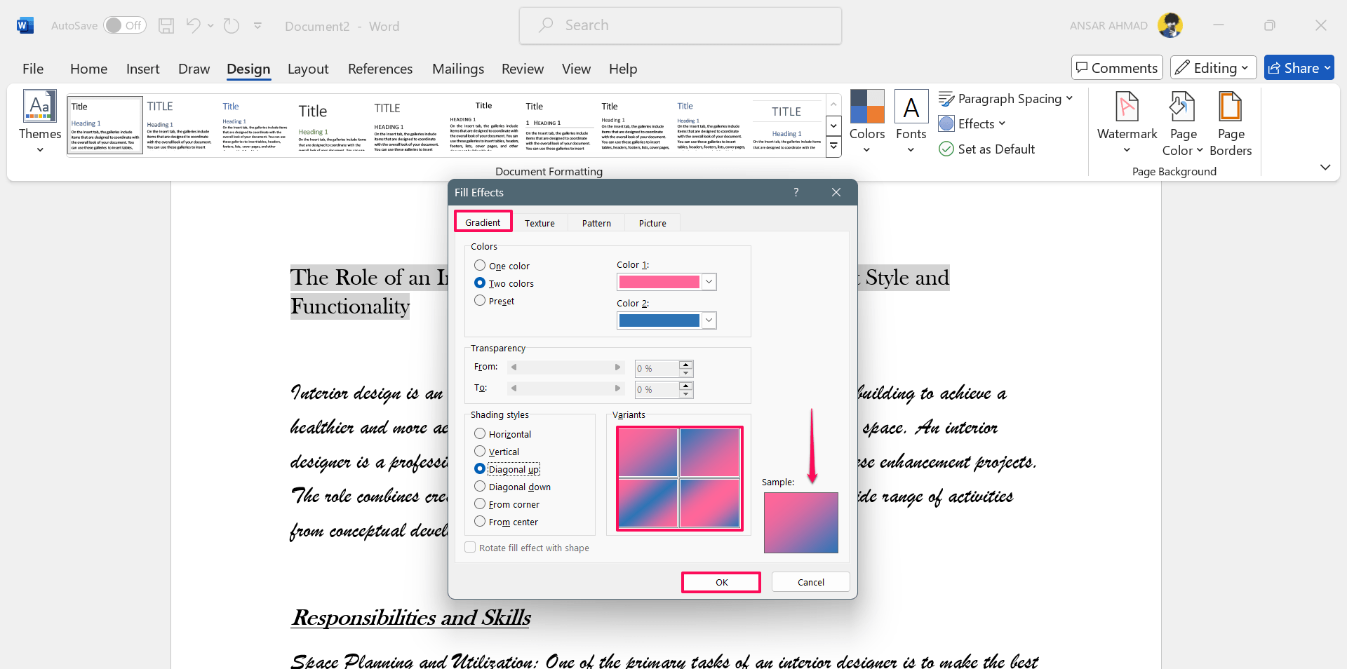 How to Add a Background in Microsoft Word 10 Choose the Gradient option to add the color