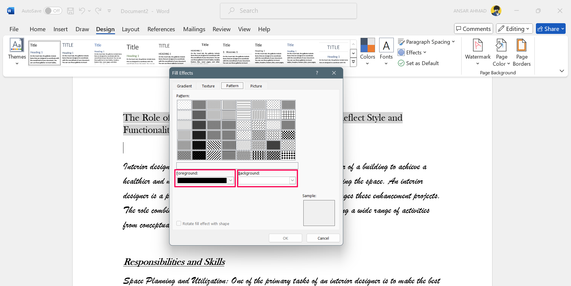 How to Add a Background in Microsoft Word 20 Select Foreground and Background option