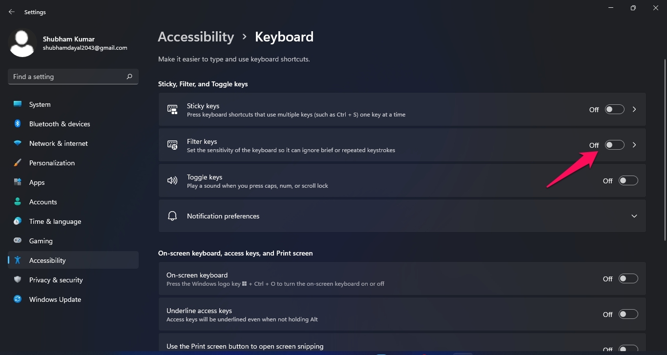 How to Fix Windows 11 Not Detecting the Keyboard? 20 Filter Keys