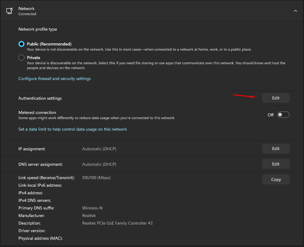 Find “Authentication Settings” and then click on “Edit” to view more options