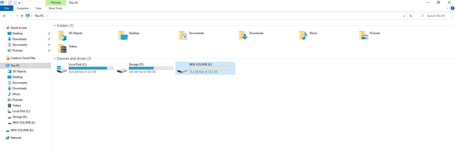 Find the New Volume in PC Storage