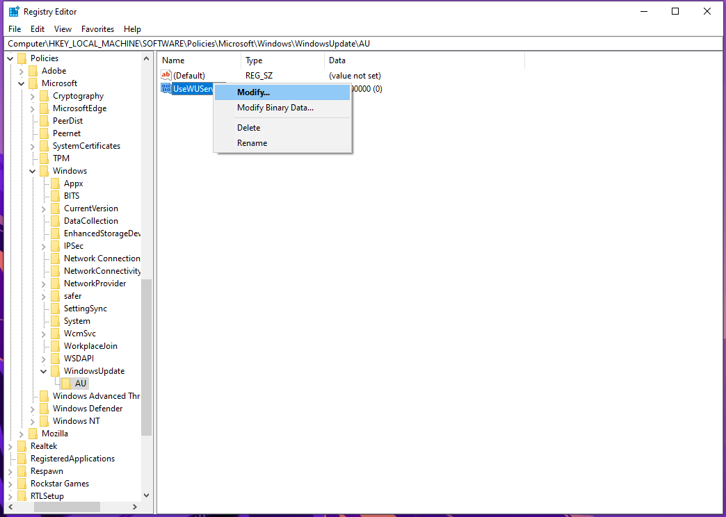 How to Fix the Windows Update Error Code 8024402C? 14 Find the “UseWUServer” string