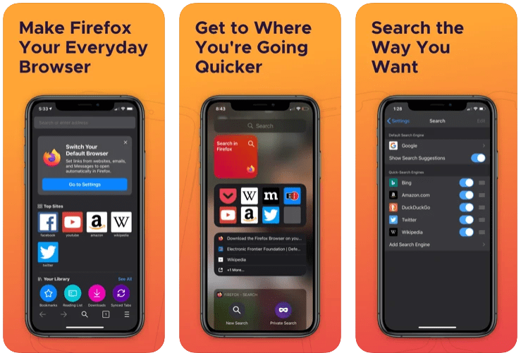 15 Best Browser For iPhone for Surfing the Web 4 FireFox for iOS