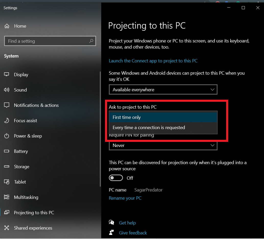 How to Screen Cast Android to Windows 10? 6 “First time only” or “Every time” as per your convenience