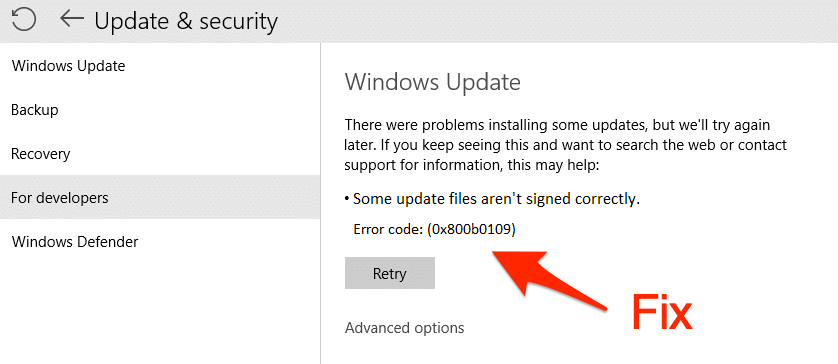 Fix Windows Update Error 0x800b0109 1 Fix Error 0x800b0109 Some Update Files arent Signed correctly