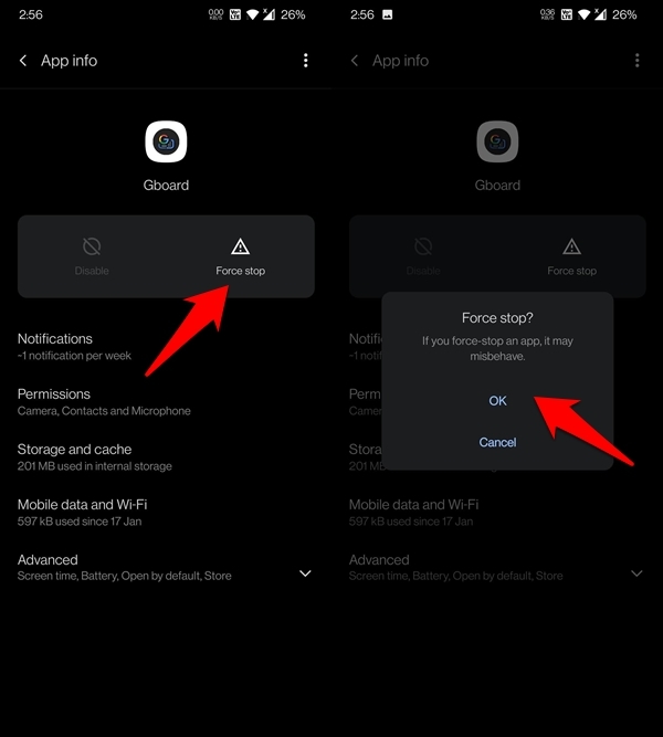 Fix Google Keyboard Not Working/Errors on Android 3 Force Stop Gboard