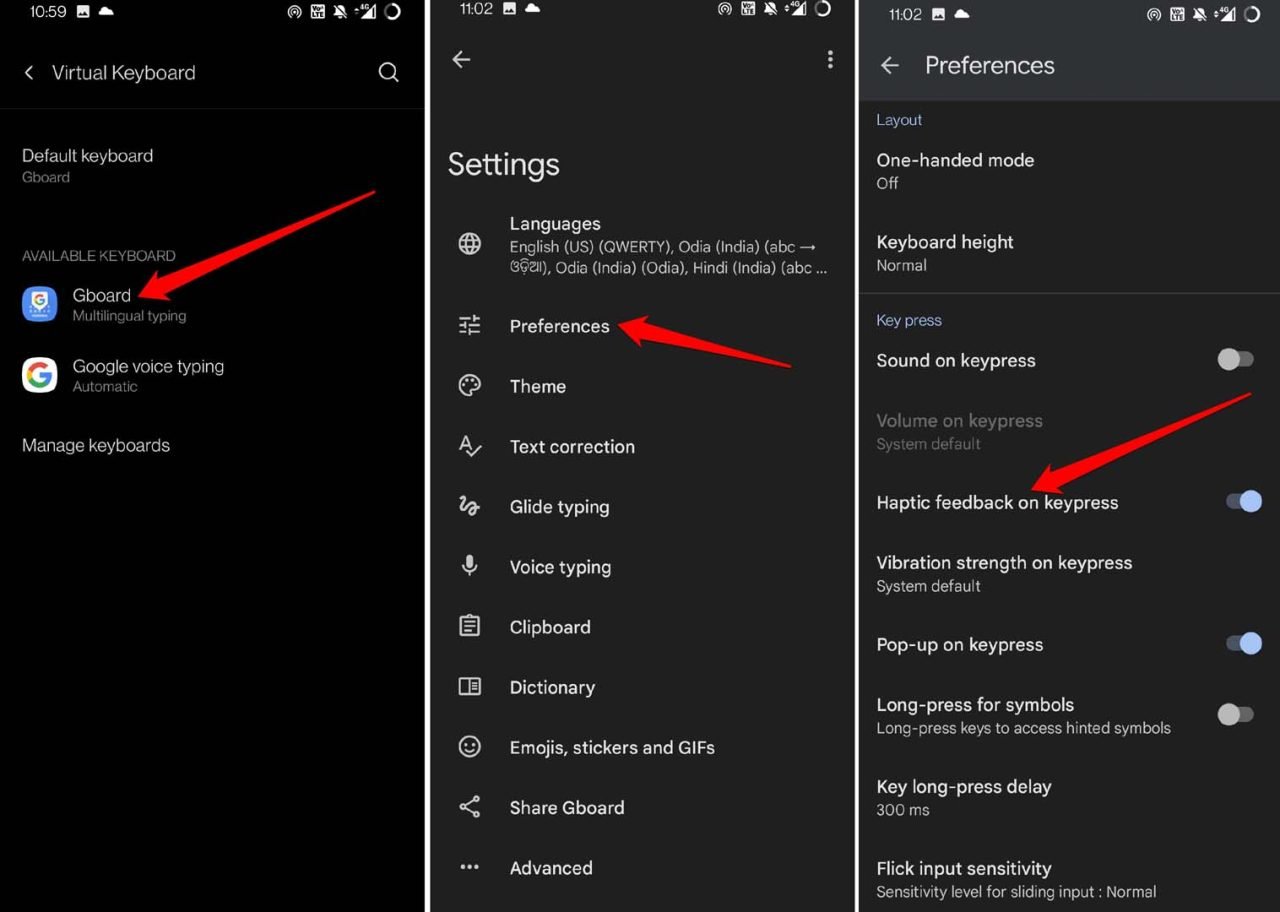 Gboard preferences settings