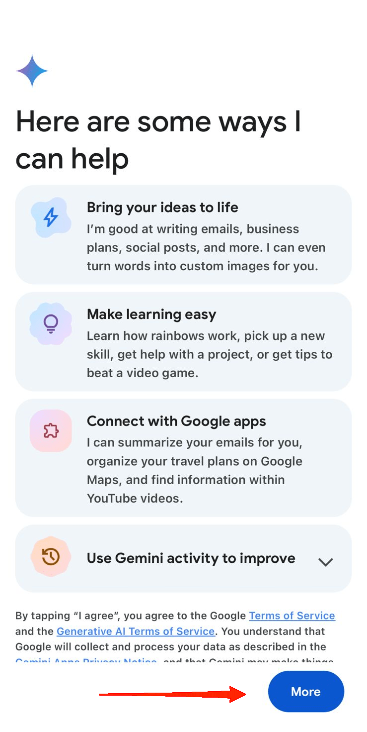 How to Use Google Gemini AI on Your iPhone 4 Again, tap the More button at the bottom-right corner.