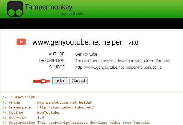 10 Best Google Chrome Video Downloader Extensions 5 GenYouTube.net helper Tampermonkey installer