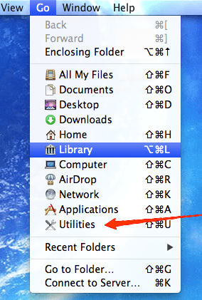 From the pop-up options, select Utilities.