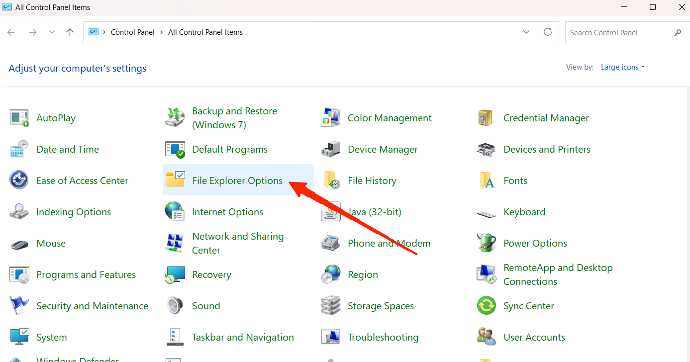 File Explorer high CPU after Windows 11 24H2 Update: What to do? 2 Go to Control Panel > File Explorer Options.