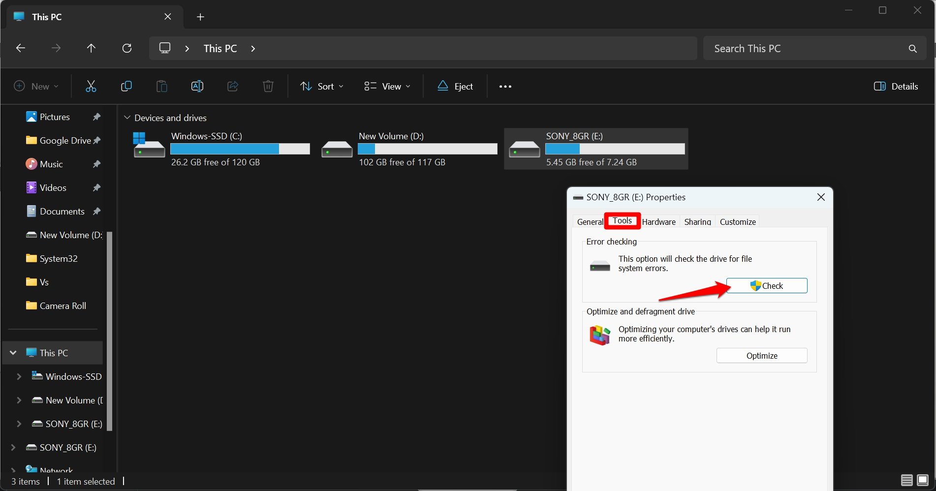 How to Fix Files Not Deleting from USB Drive on PC 14 Go to the tab Tools and press Check under the Error Checking section