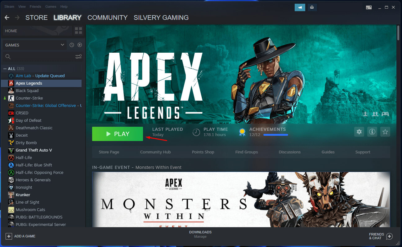 Go to your library and then click on the “Play” button